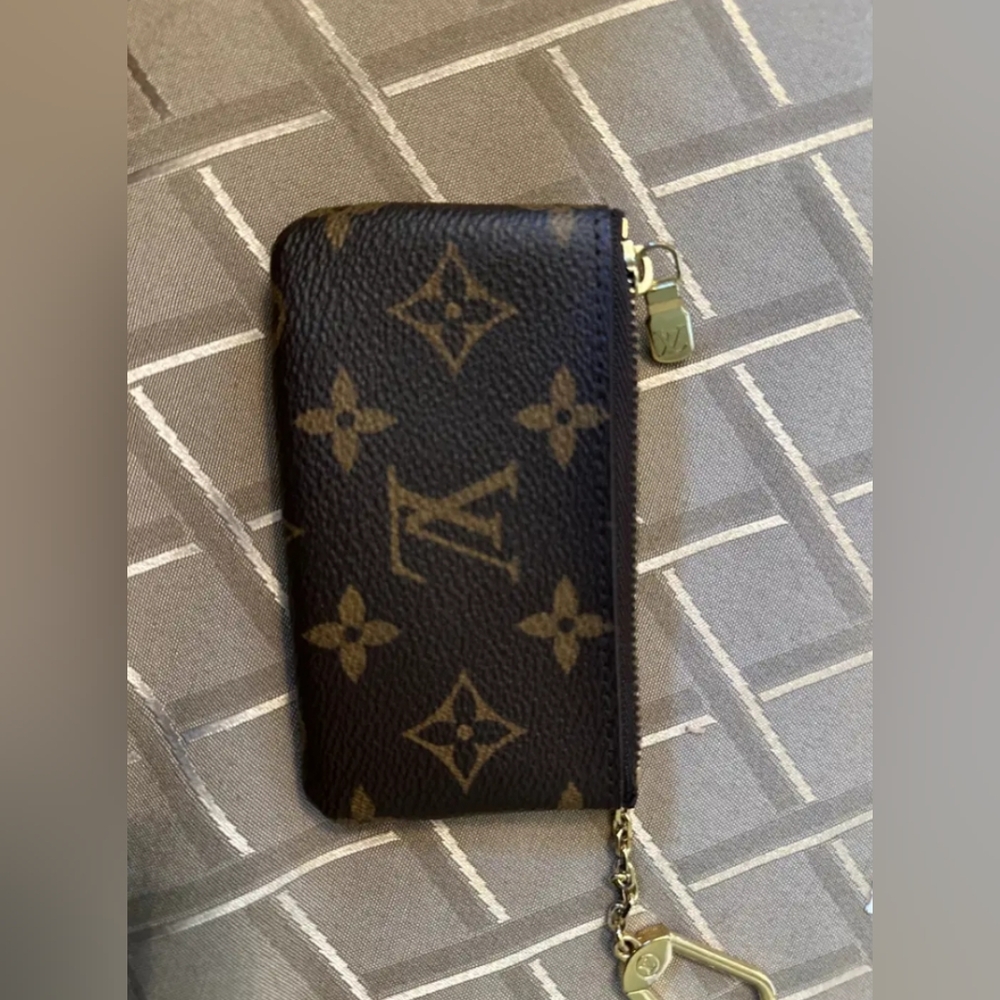 Louis Vuitton Monogram Canvas Key Pouch in Brown with Gold Hardware